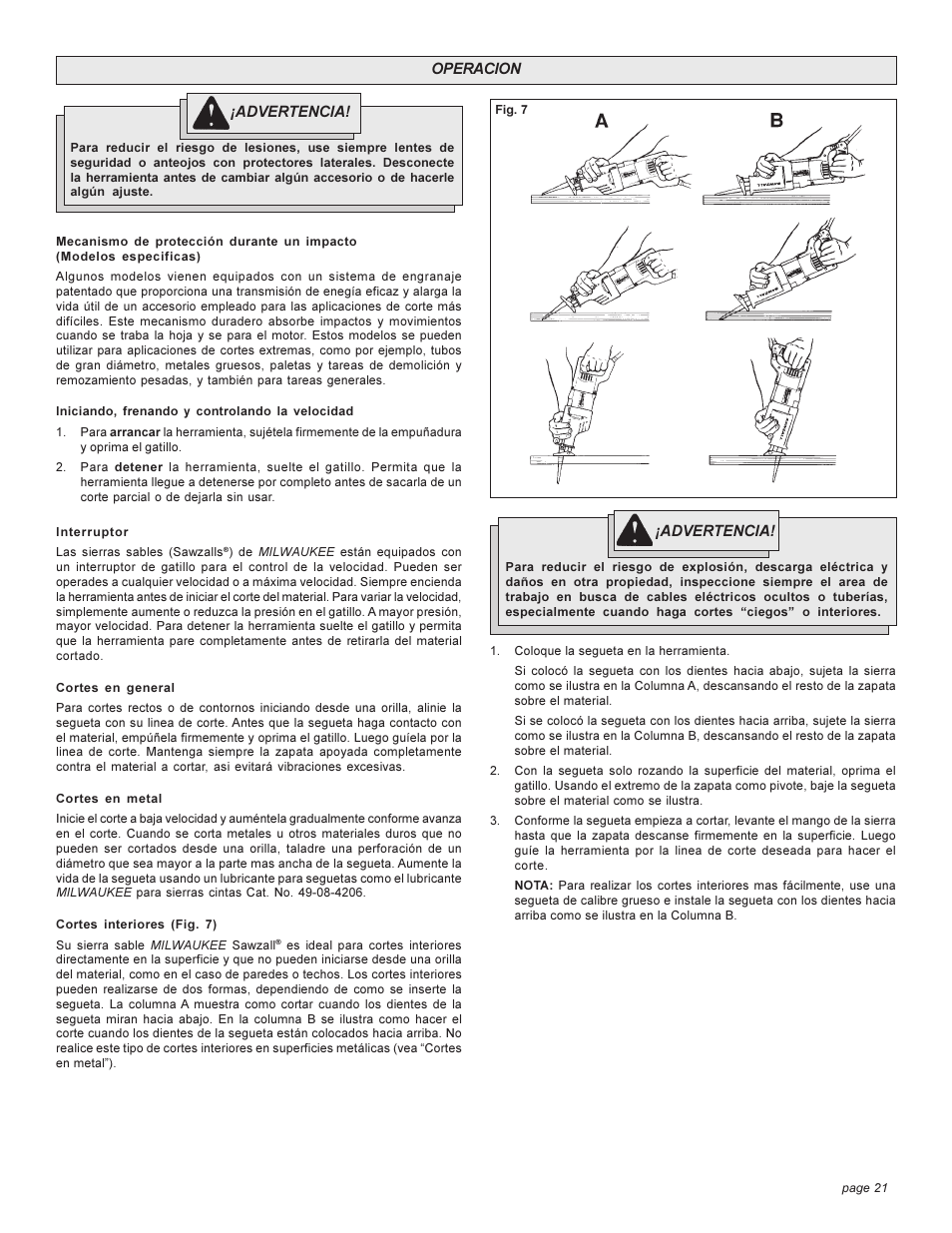 Milwaukee 6509 User Manual | Page 21 / 24