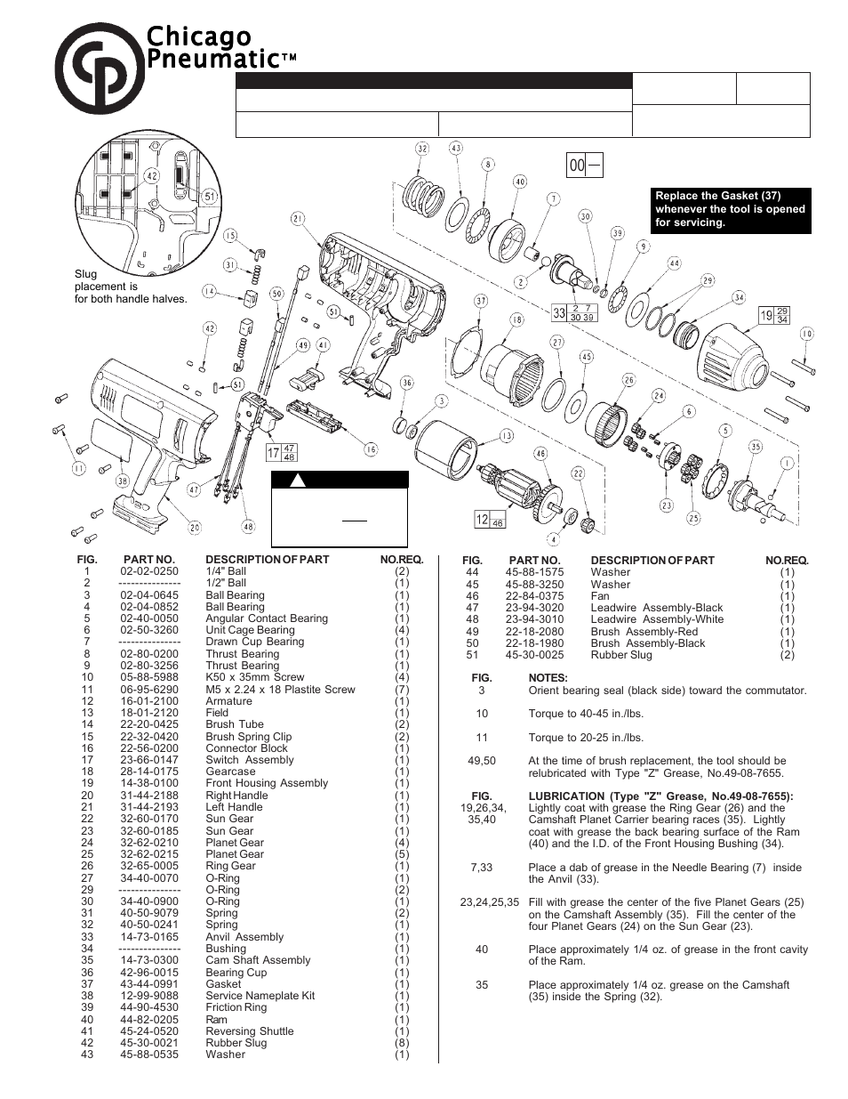 Milwaukee Chicago Pneumatic CP8745 User Manual | 1 page