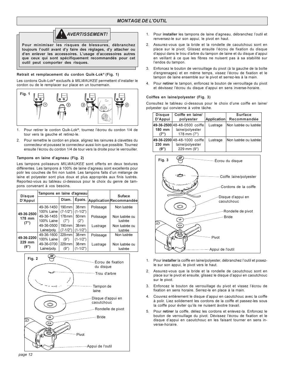 Milwaukee Heavy-Duty Polishers User Manual | Page 12 / 24