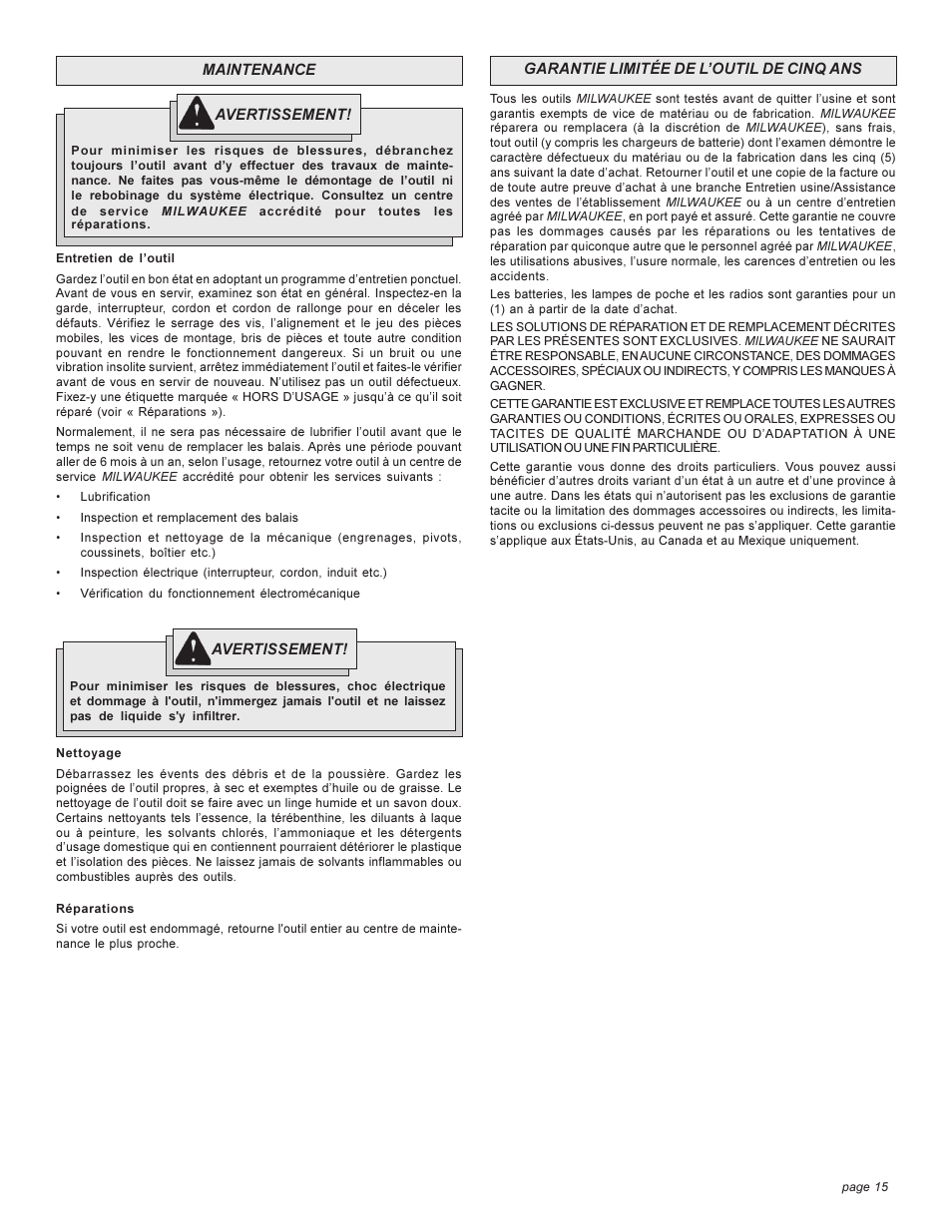 Milwaukee Heavy-Duty Polishers User Manual | Page 15 / 24