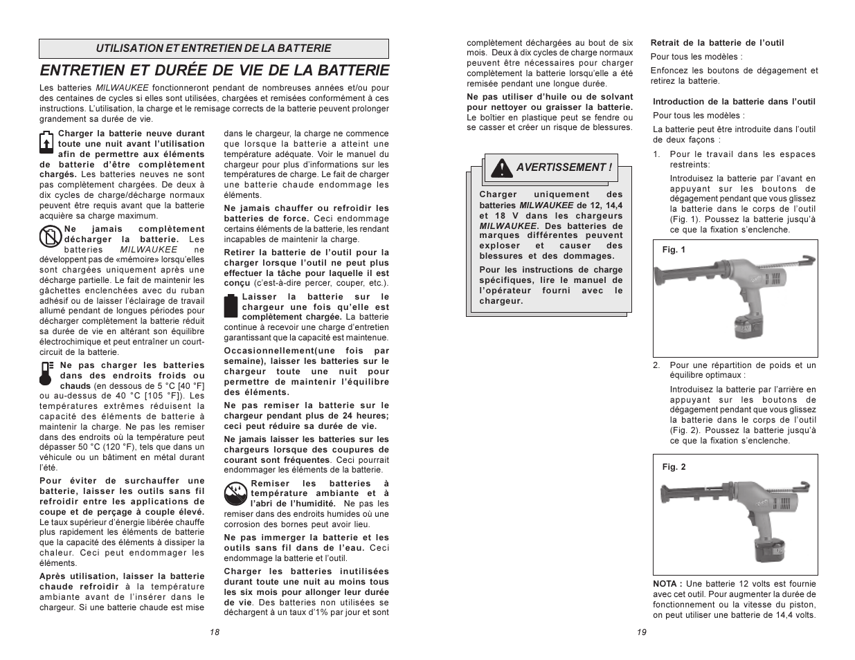 Entretien et durée de vie de la batterie | Milwaukee 6560 Series User Manual | Page 10 / 21
