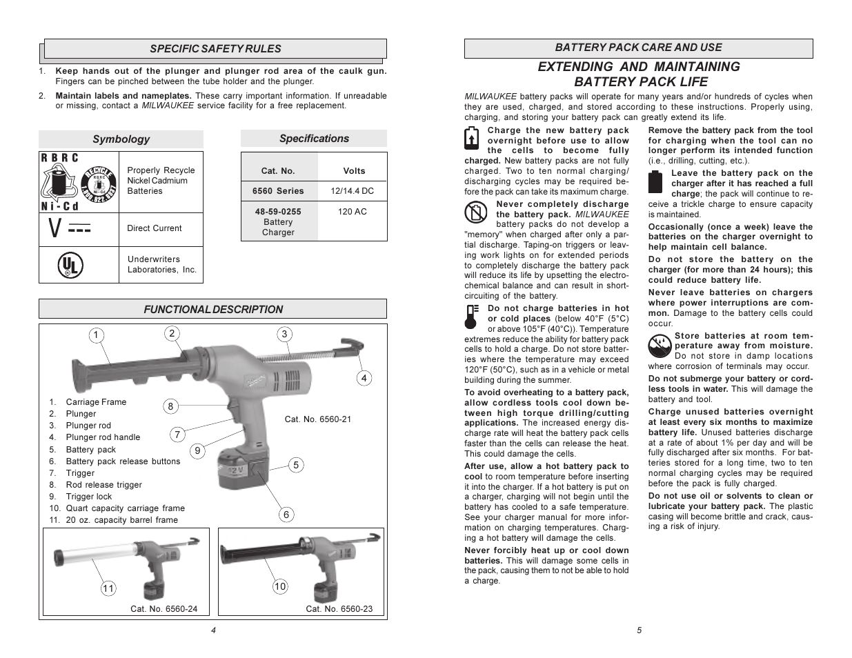 Extending and maintaining battery pack life | Milwaukee 6560 Series User Manual | Page 3 / 21