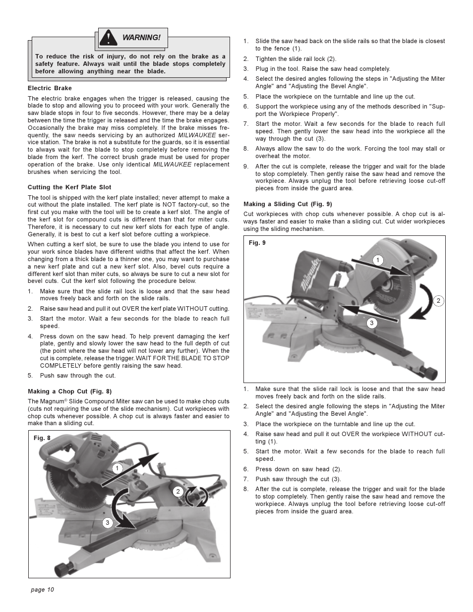 Milwaukee COMPOUND MITER SAW User Manual | Page 10 / 36