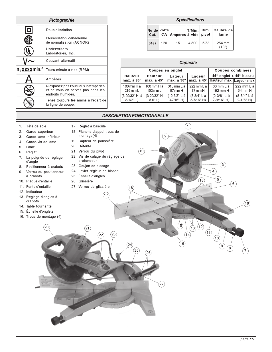 Milwaukee COMPOUND MITER SAW User Manual | Page 15 / 36