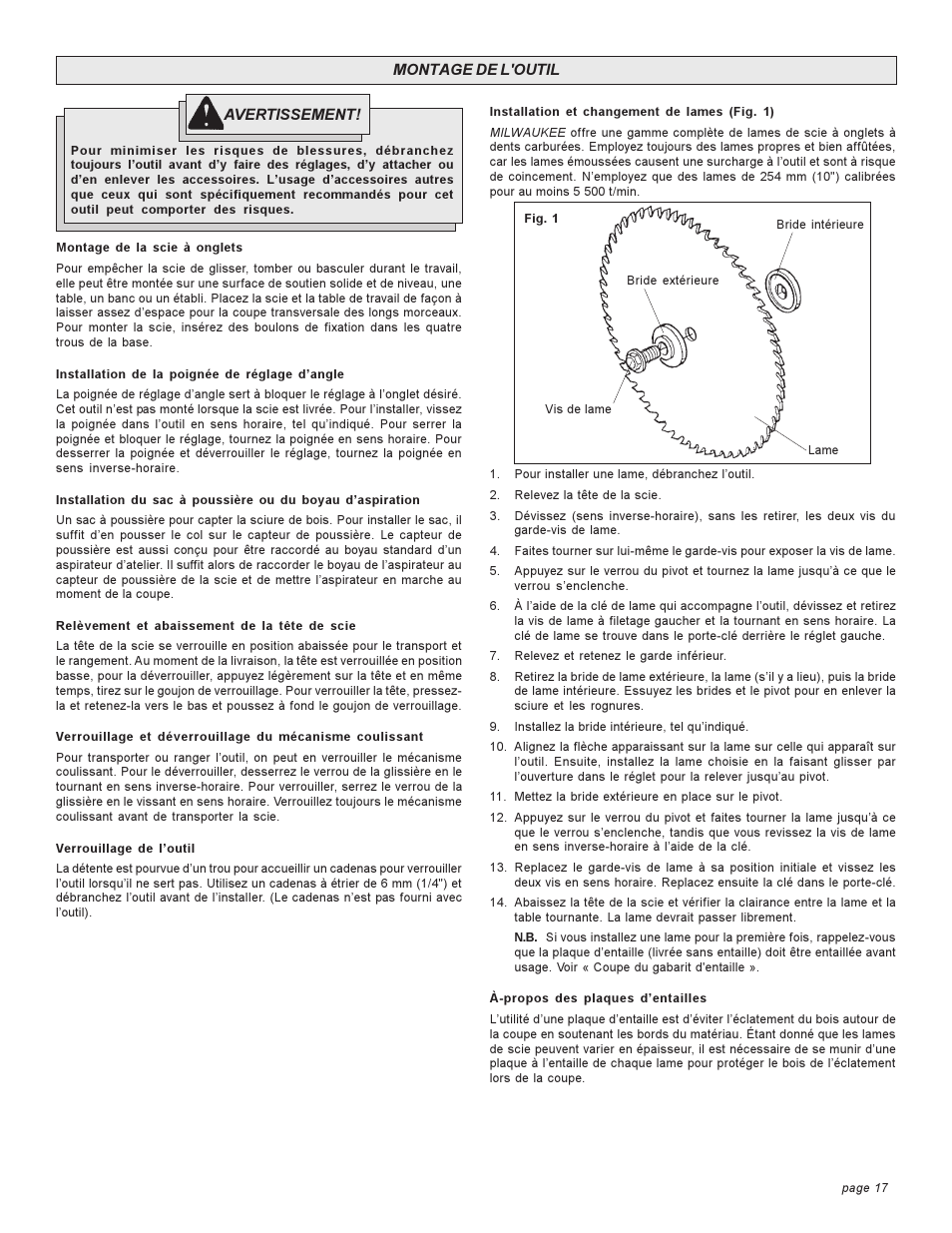 Milwaukee COMPOUND MITER SAW User Manual | Page 17 / 36