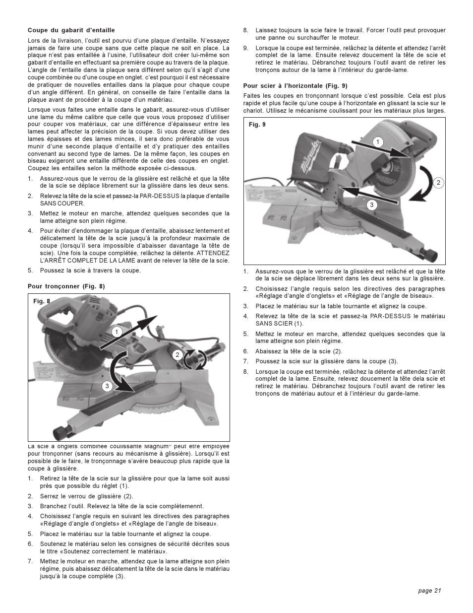 Milwaukee COMPOUND MITER SAW User Manual | Page 21 / 36