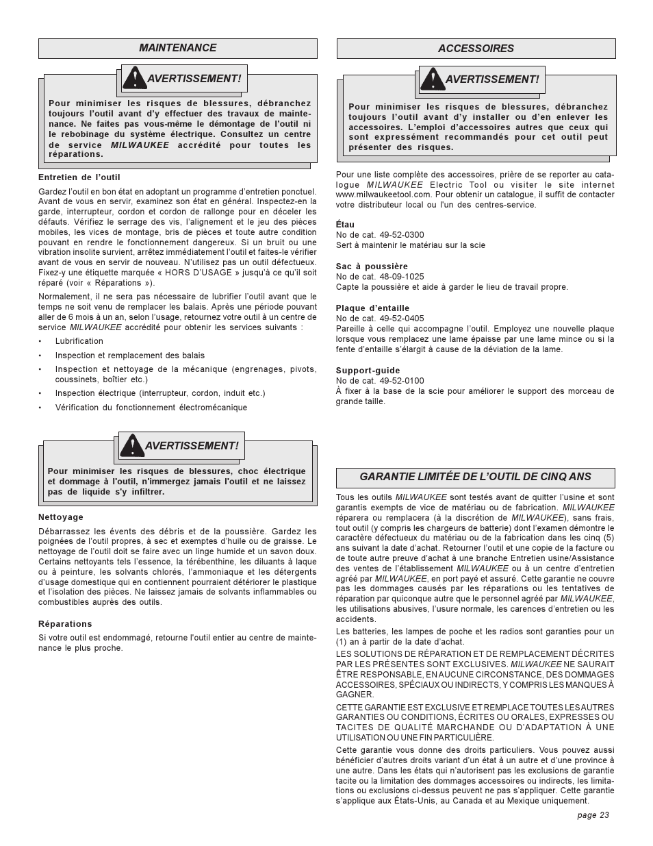 Milwaukee COMPOUND MITER SAW User Manual | Page 23 / 36