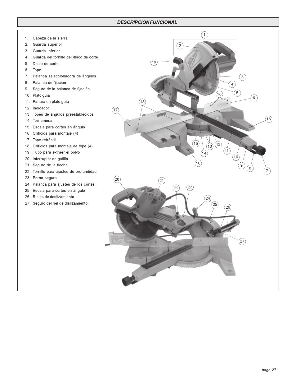 Milwaukee COMPOUND MITER SAW User Manual | Page 27 / 36