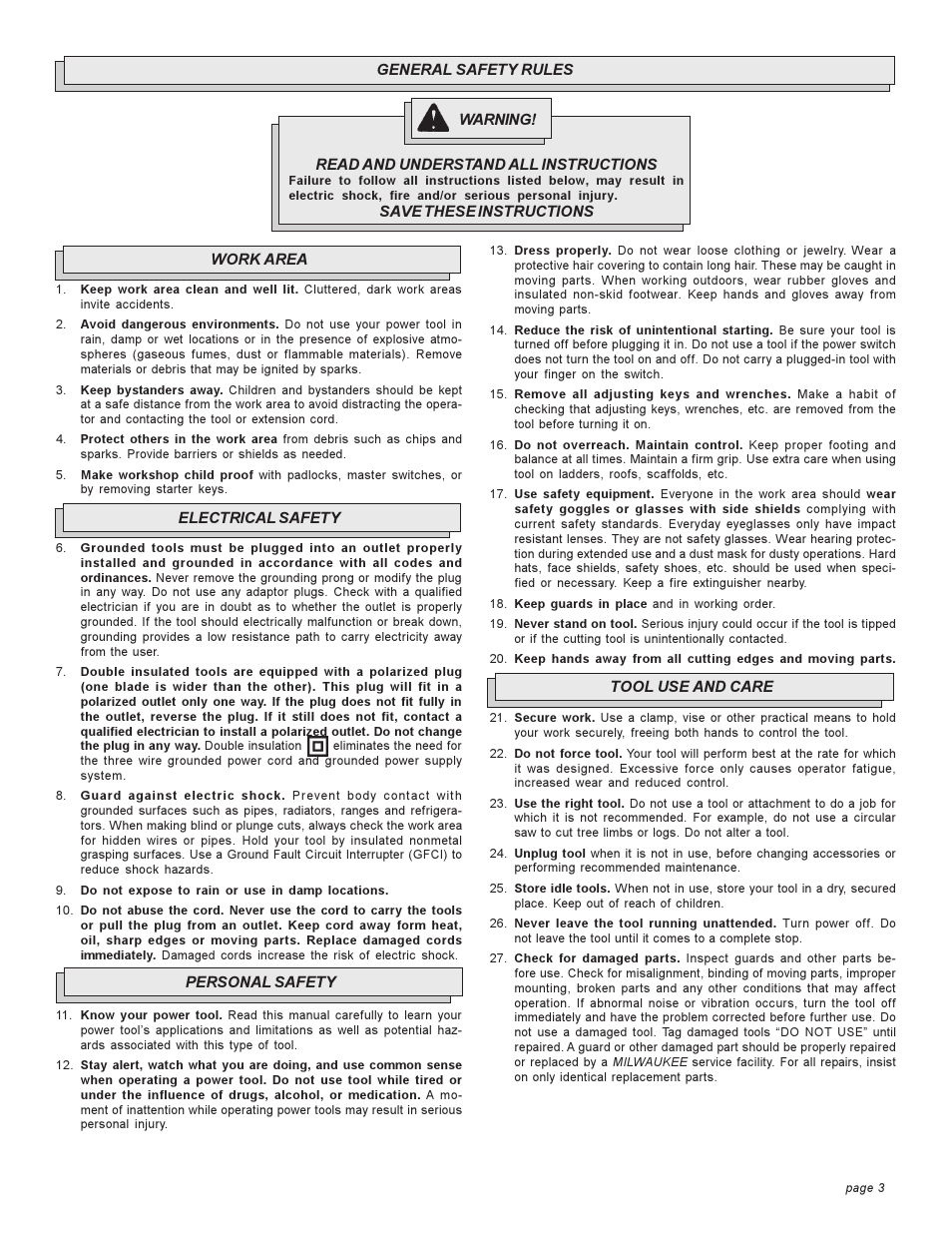 Milwaukee COMPOUND MITER SAW User Manual | Page 3 / 36