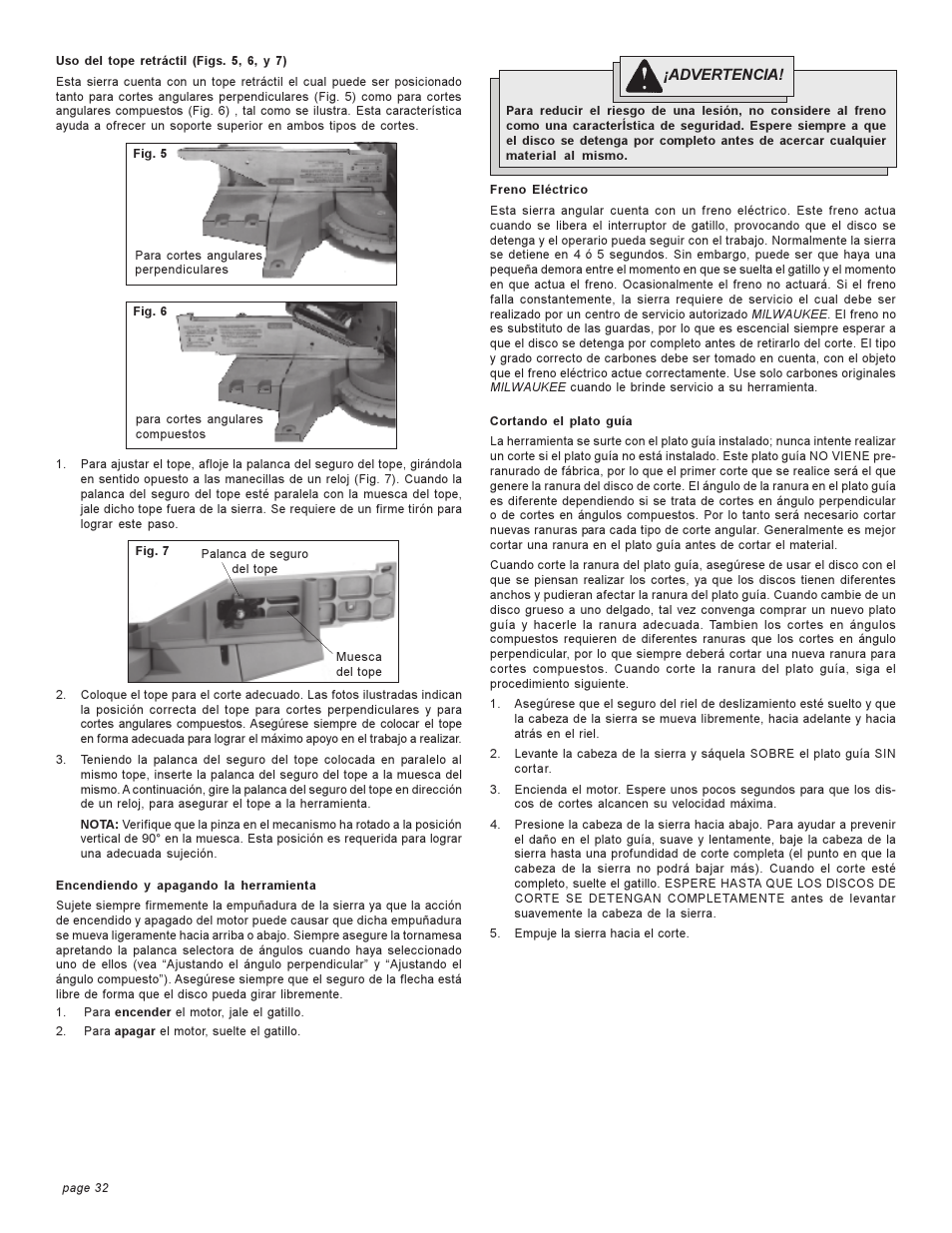 Milwaukee COMPOUND MITER SAW User Manual | Page 32 / 36