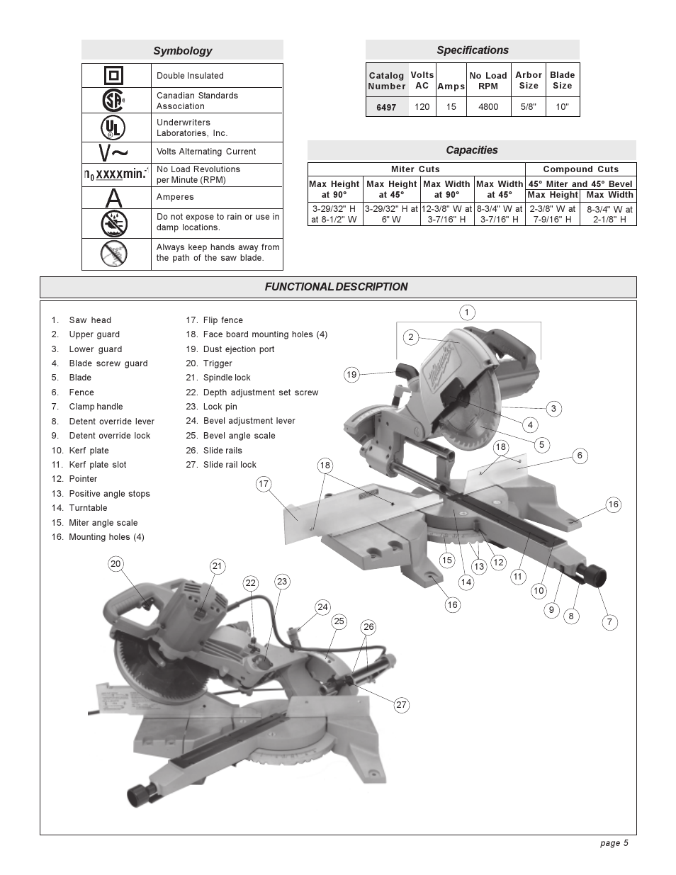 Milwaukee COMPOUND MITER SAW User Manual | Page 5 / 36