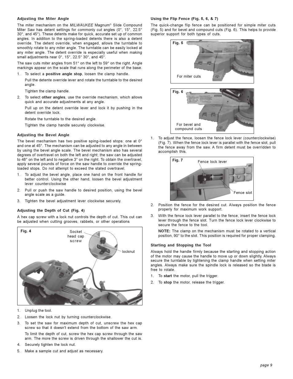 Milwaukee COMPOUND MITER SAW User Manual | Page 9 / 36