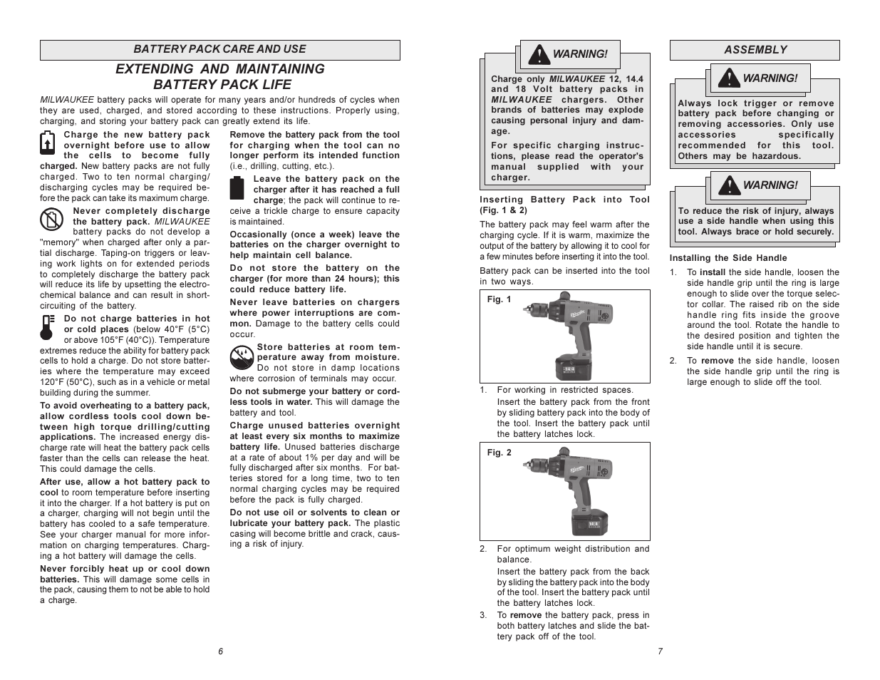 Extending and maintaining battery pack life | Milwaukee Hammer-Drill User Manual | Page 4 / 23