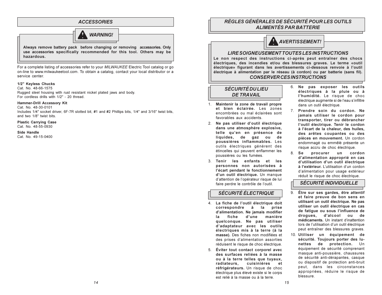 Milwaukee Hammer-Drill User Manual | Page 8 / 23