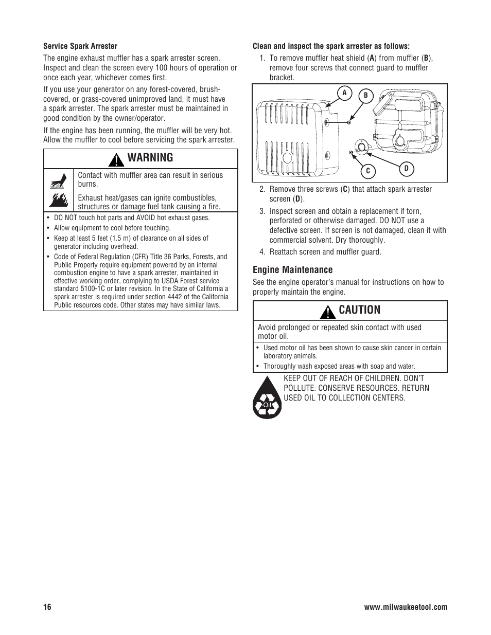 Warning, Caution | Milwaukee 4970-24 User Manual | Page 16 / 60