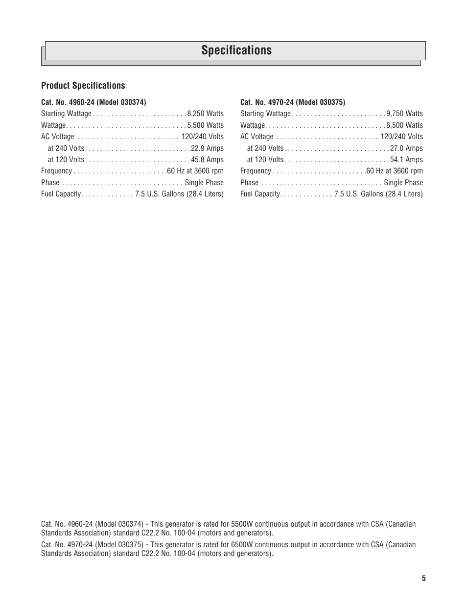 Specifications | Milwaukee 4970-24 User Manual | Page 5 / 60