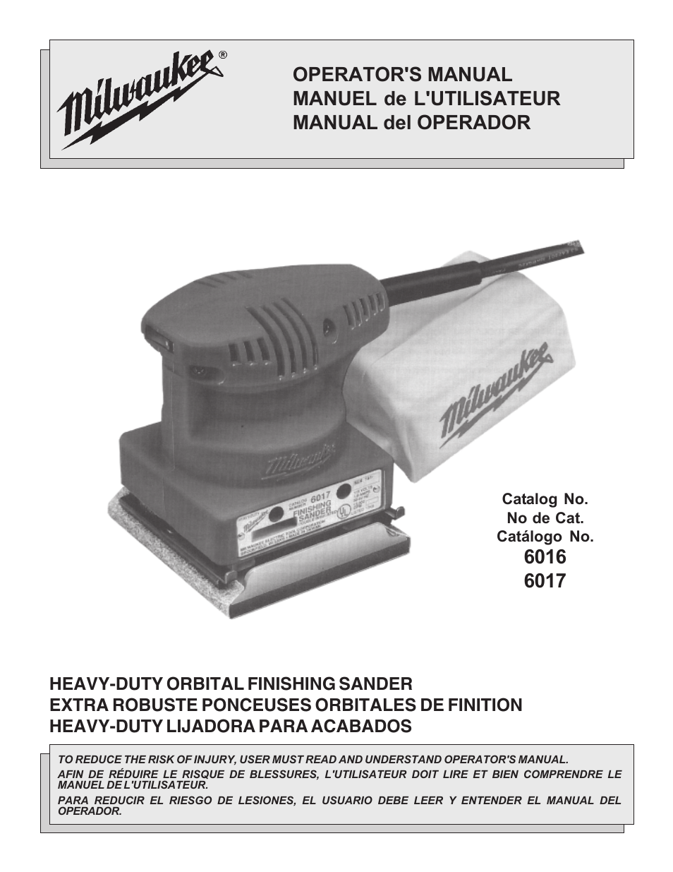 Milwaukee FINISHING SANDER User Manual | 20 pages