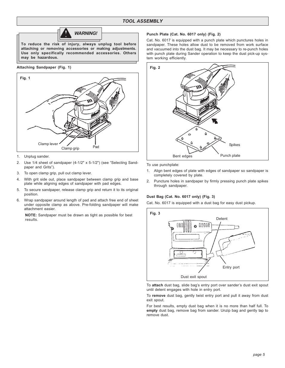 Milwaukee FINISHING SANDER User Manual | Page 5 / 20