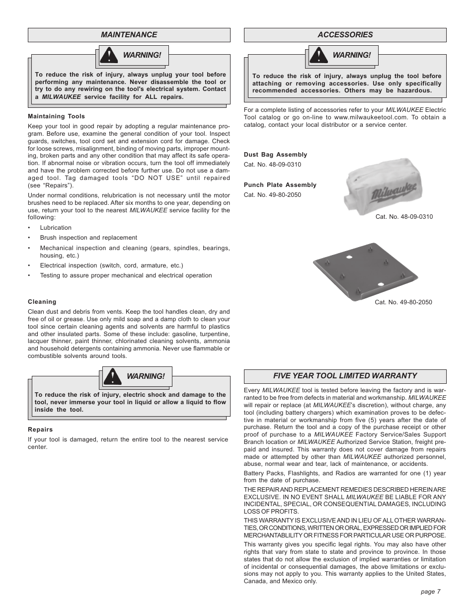 Milwaukee FINISHING SANDER User Manual | Page 7 / 20