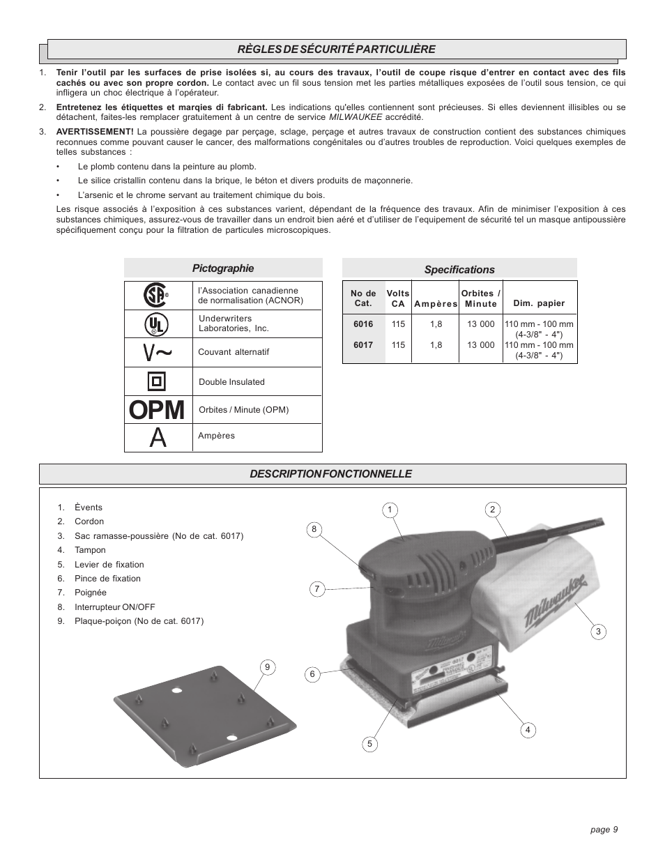 Milwaukee FINISHING SANDER User Manual | Page 9 / 20