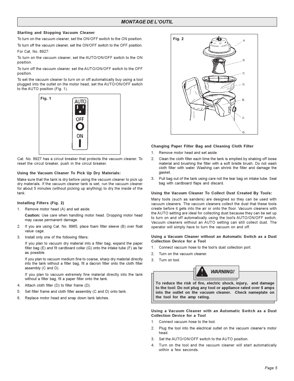 Milwaukee Heavy-Duty Commercial Vacuum User Manual | Page 5 / 20