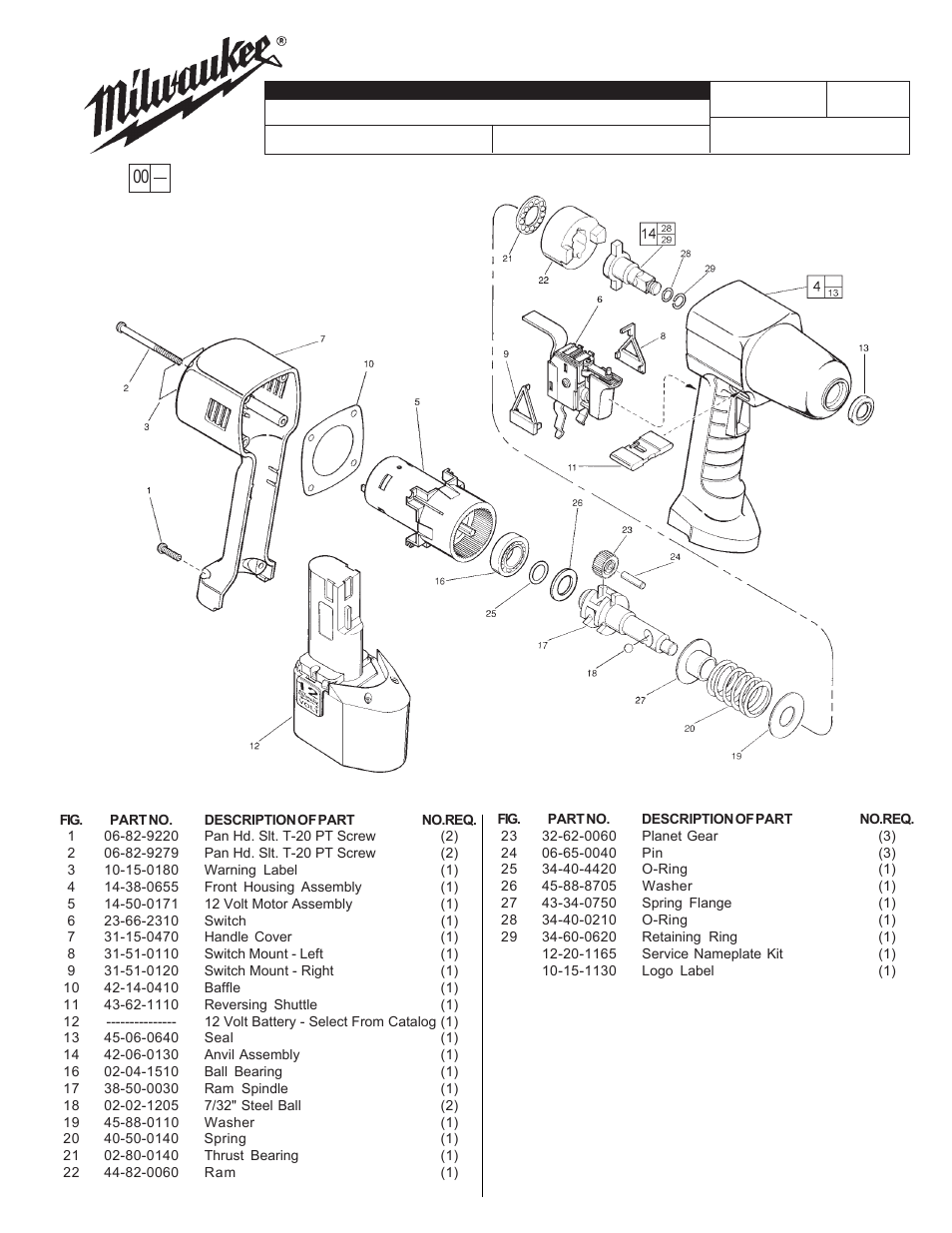 Milwaukee 9058-1 User Manual | 1 page