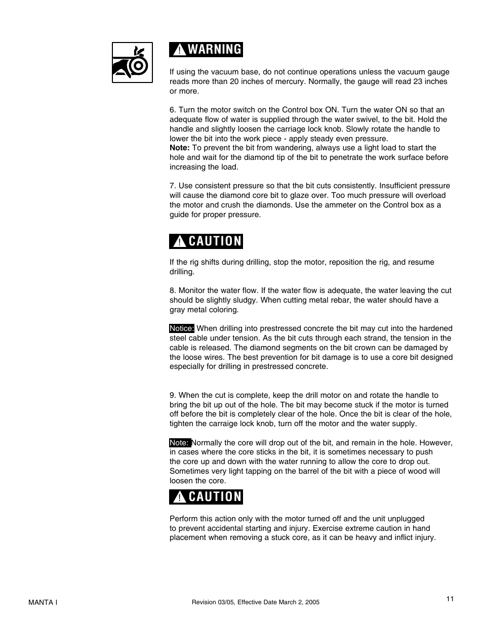Warning, Caution | Milwaukee MK-Manta I User Manual | Page 12 / 23