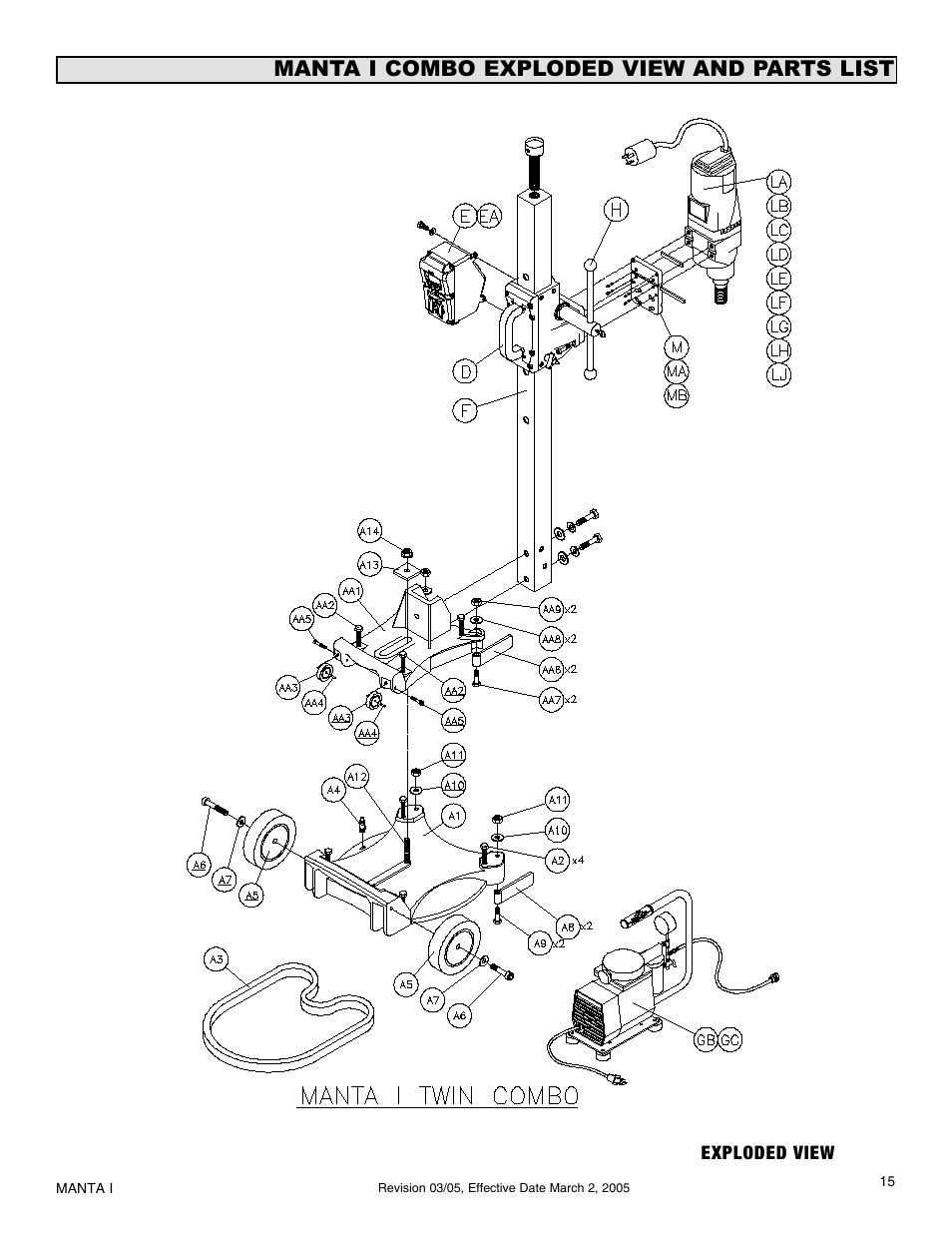 Manta i combo exploded view and parts list | Milwaukee MK-Manta I User Manual | Page 16 / 23