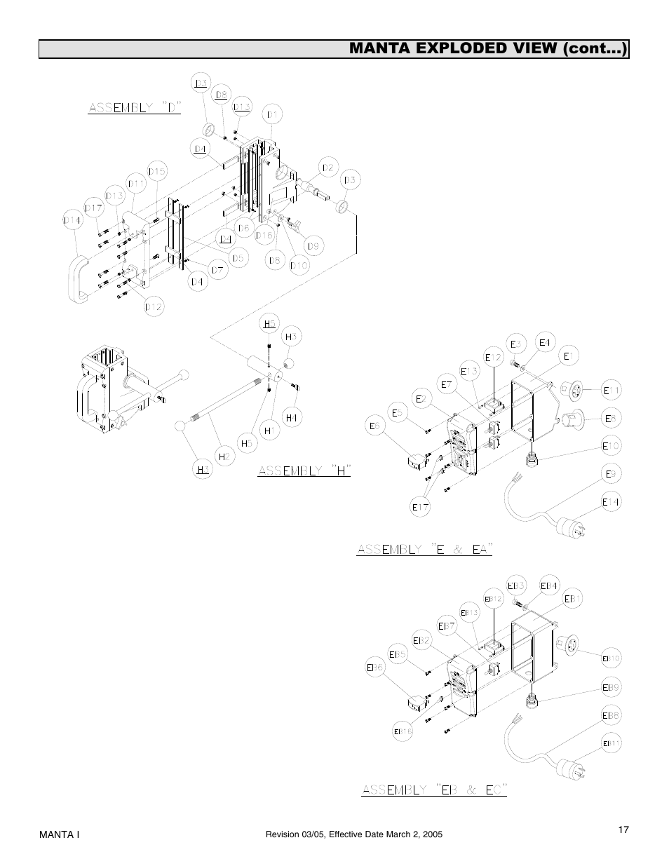 Manta exploded view (cont...) | Milwaukee MK-Manta I User Manual | Page 18 / 23