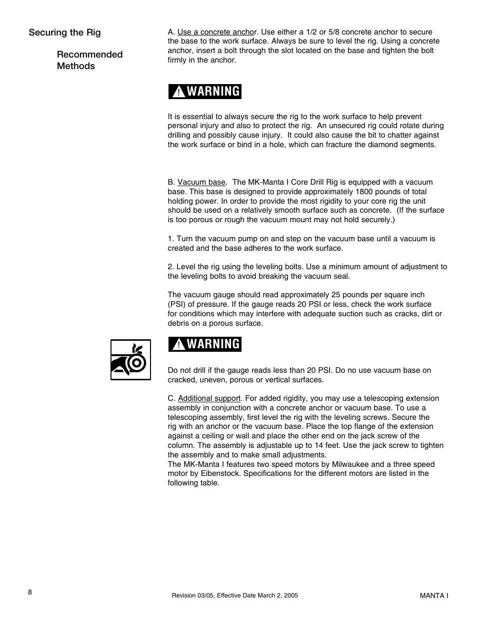 Warning | Milwaukee MK-Manta I User Manual | Page 9 / 23
