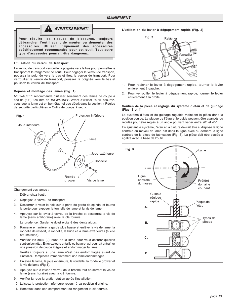 Milwaukee 6190-20 User Manual | Page 13 / 24