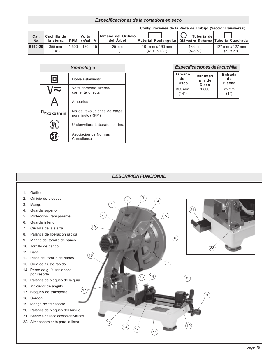 Milwaukee 6190-20 User Manual | Page 19 / 24