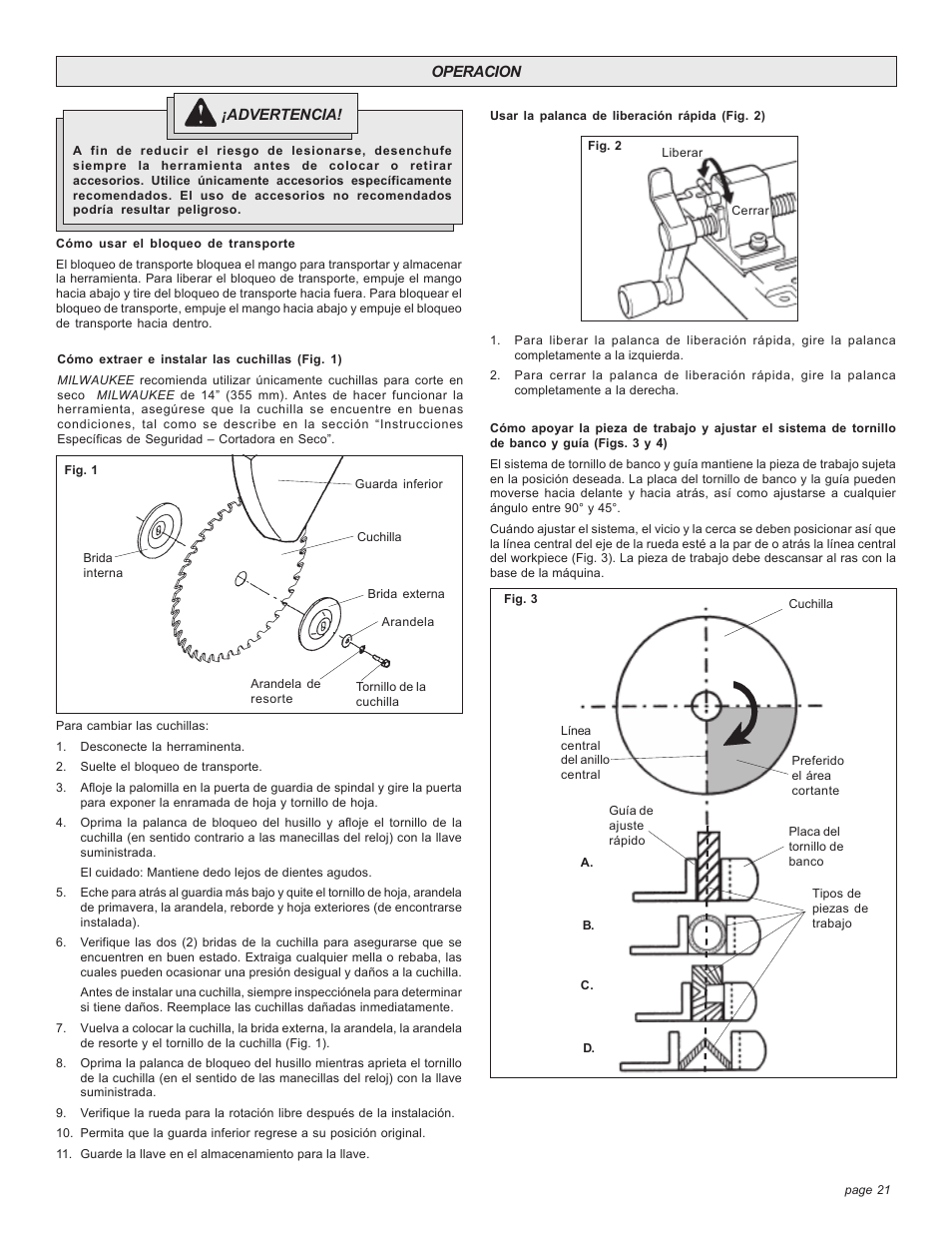 Milwaukee 6190-20 User Manual | Page 21 / 24