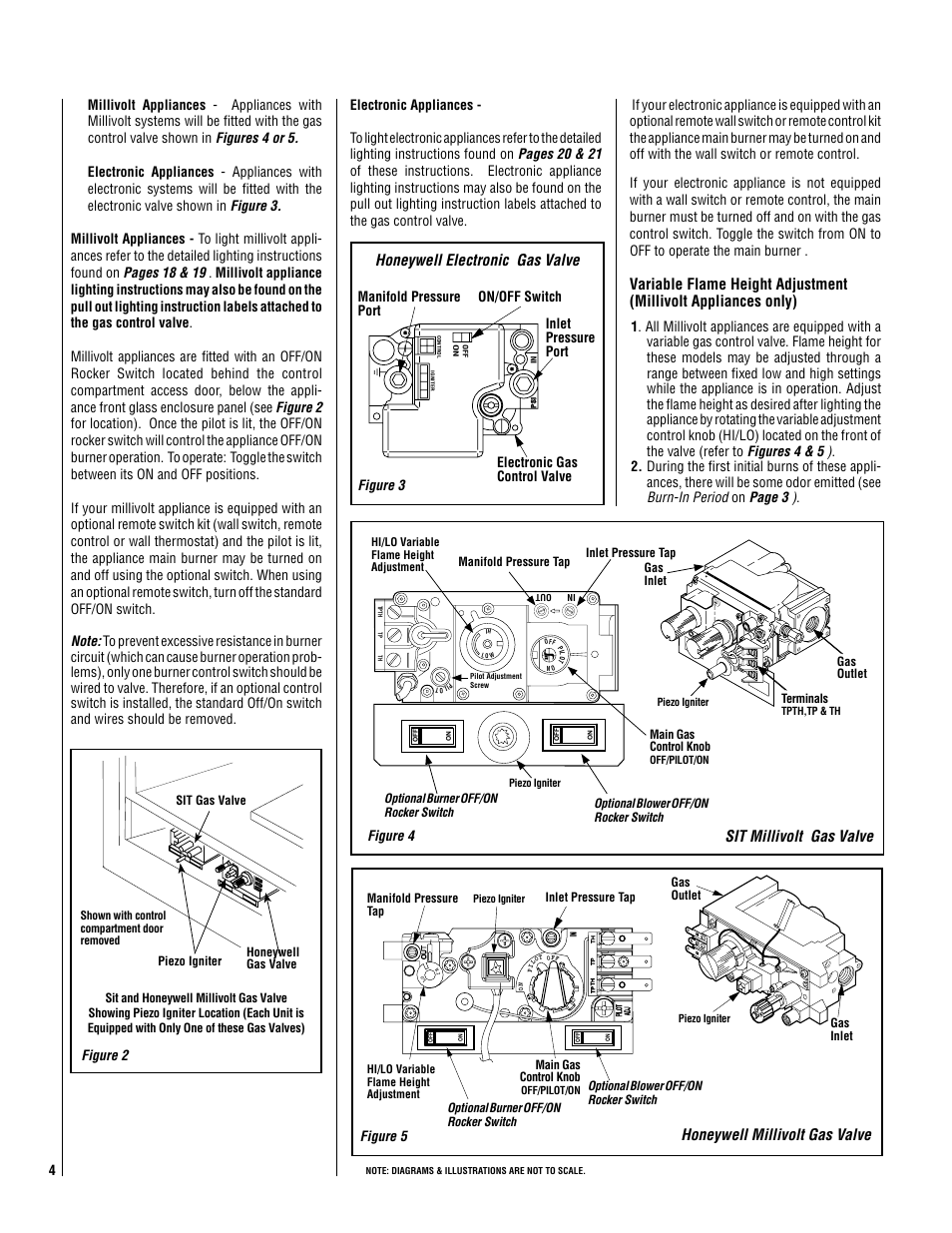 Honeywell millivolt gas valve, Sit millivolt gas valve, Honeywell electronic gas valve | Milwaukee LMDVT-3328CNM User Manual | Page 4 / 28