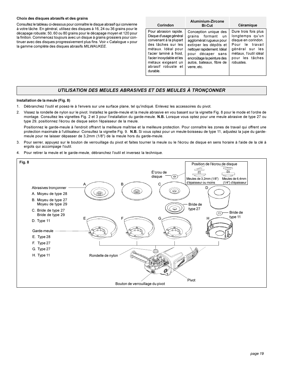 Milwaukee Heavy-Duty Sanders and Grinders User Manual | Page 19 / 36