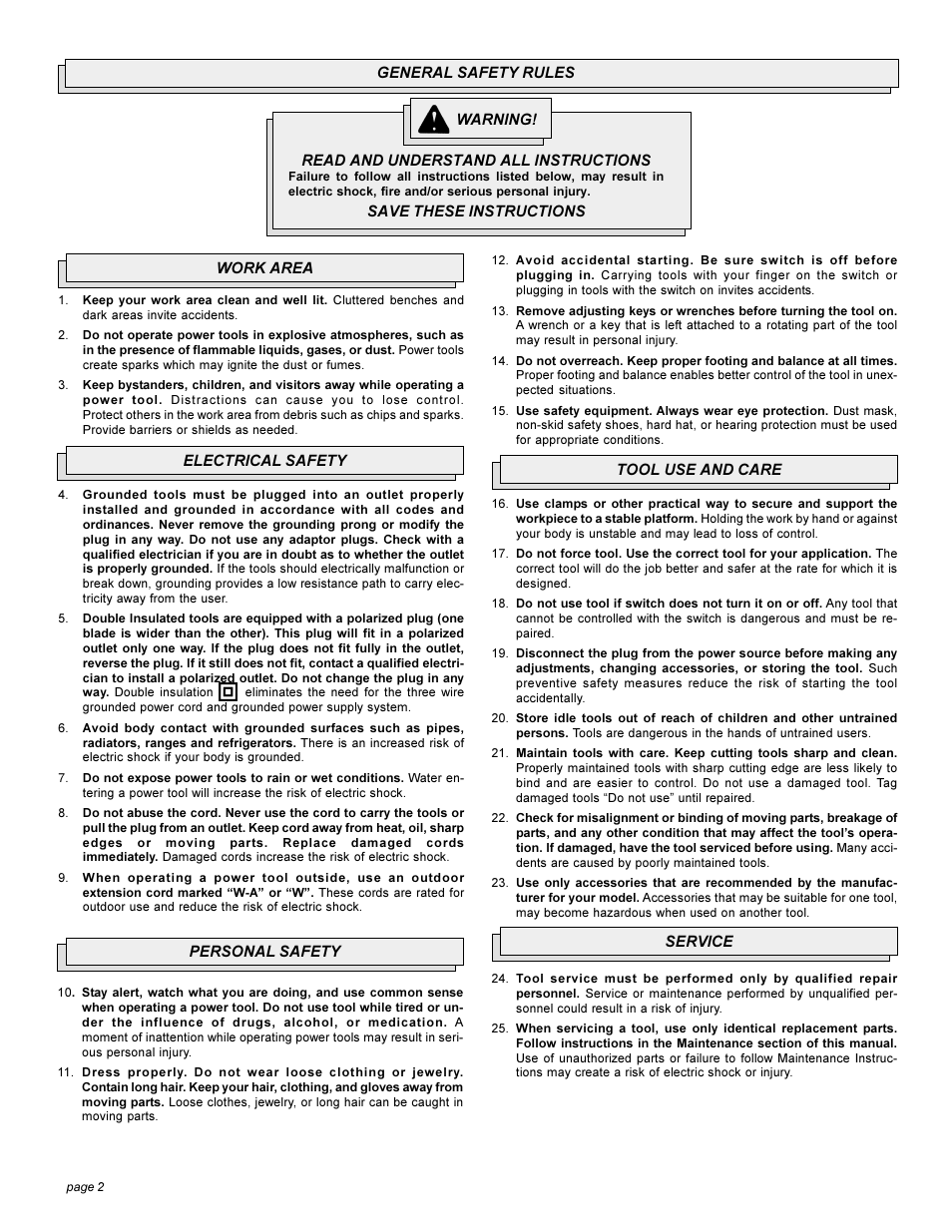 Milwaukee Heavy-Duty Sanders and Grinders User Manual | Page 2 / 36