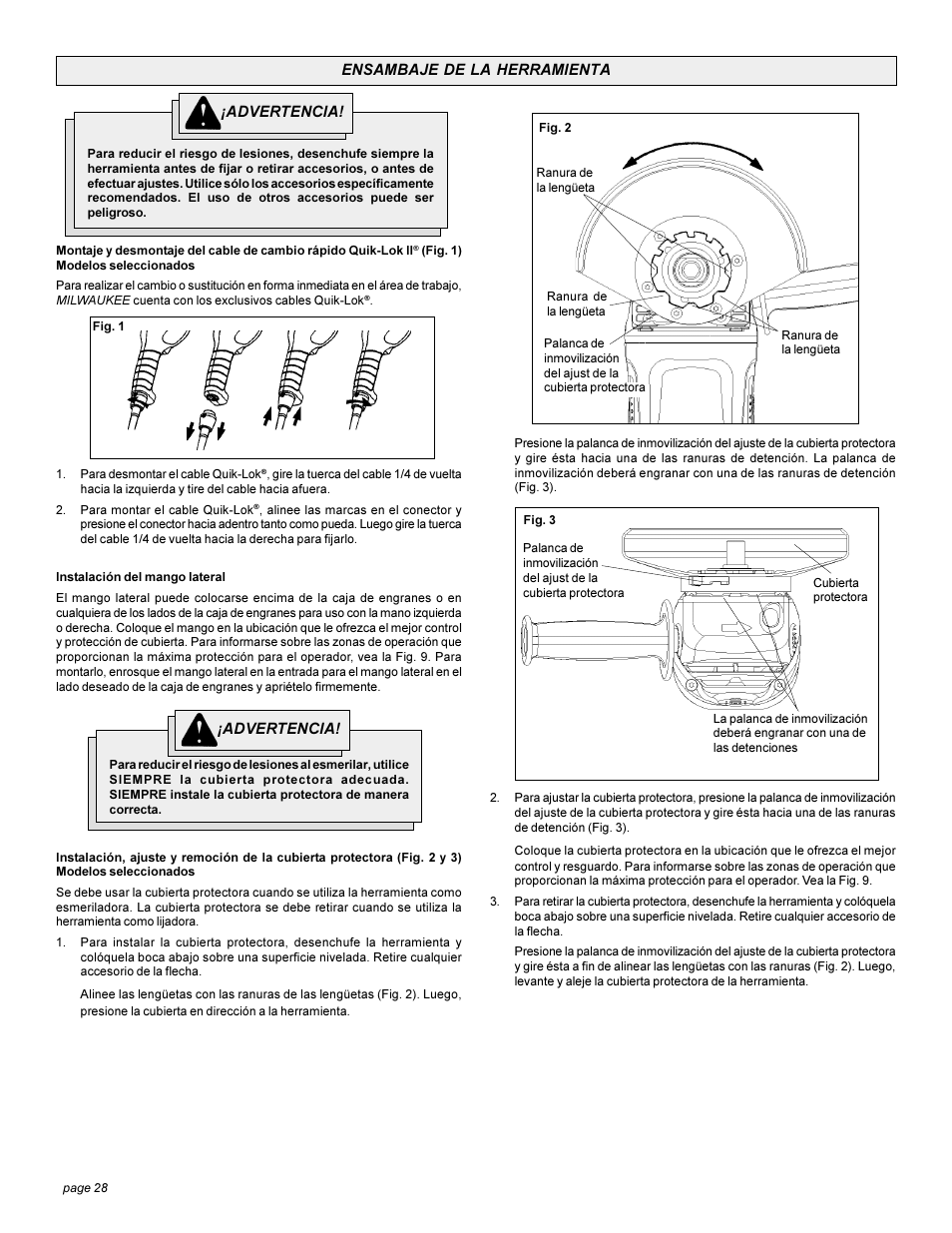 Milwaukee Heavy-Duty Sanders and Grinders User Manual | Page 28 / 36