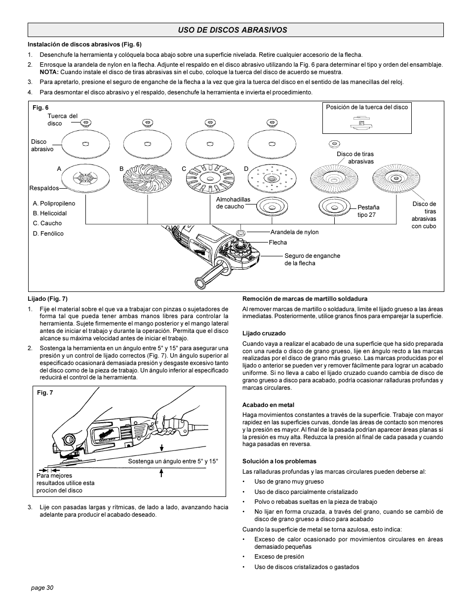 Milwaukee Heavy-Duty Sanders and Grinders User Manual | Page 30 / 36