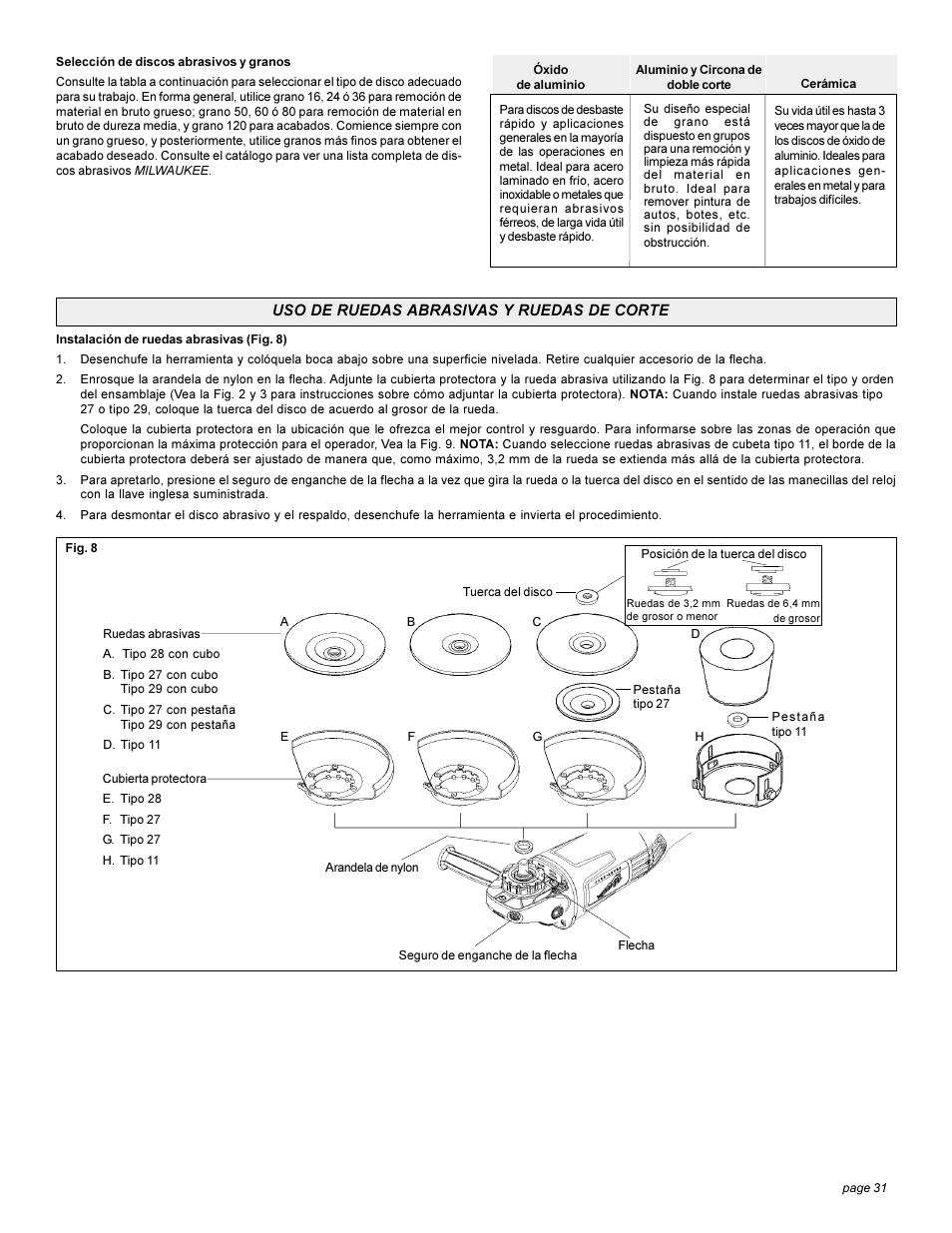 Milwaukee Heavy-Duty Sanders and Grinders User Manual | Page 31 / 36