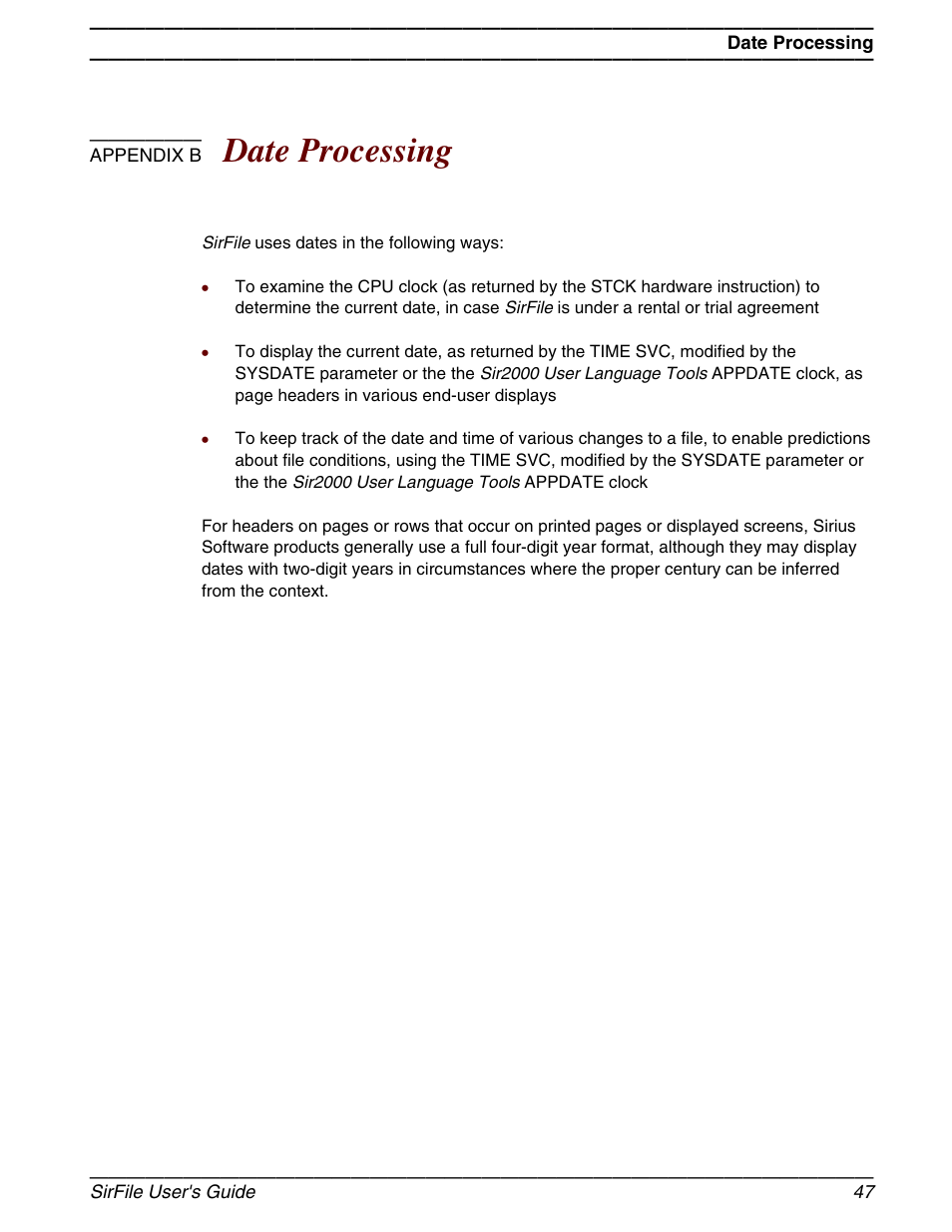 B. date processing, Appendix b, Date processing | March Products 204 User Manual | Page 53 / 56