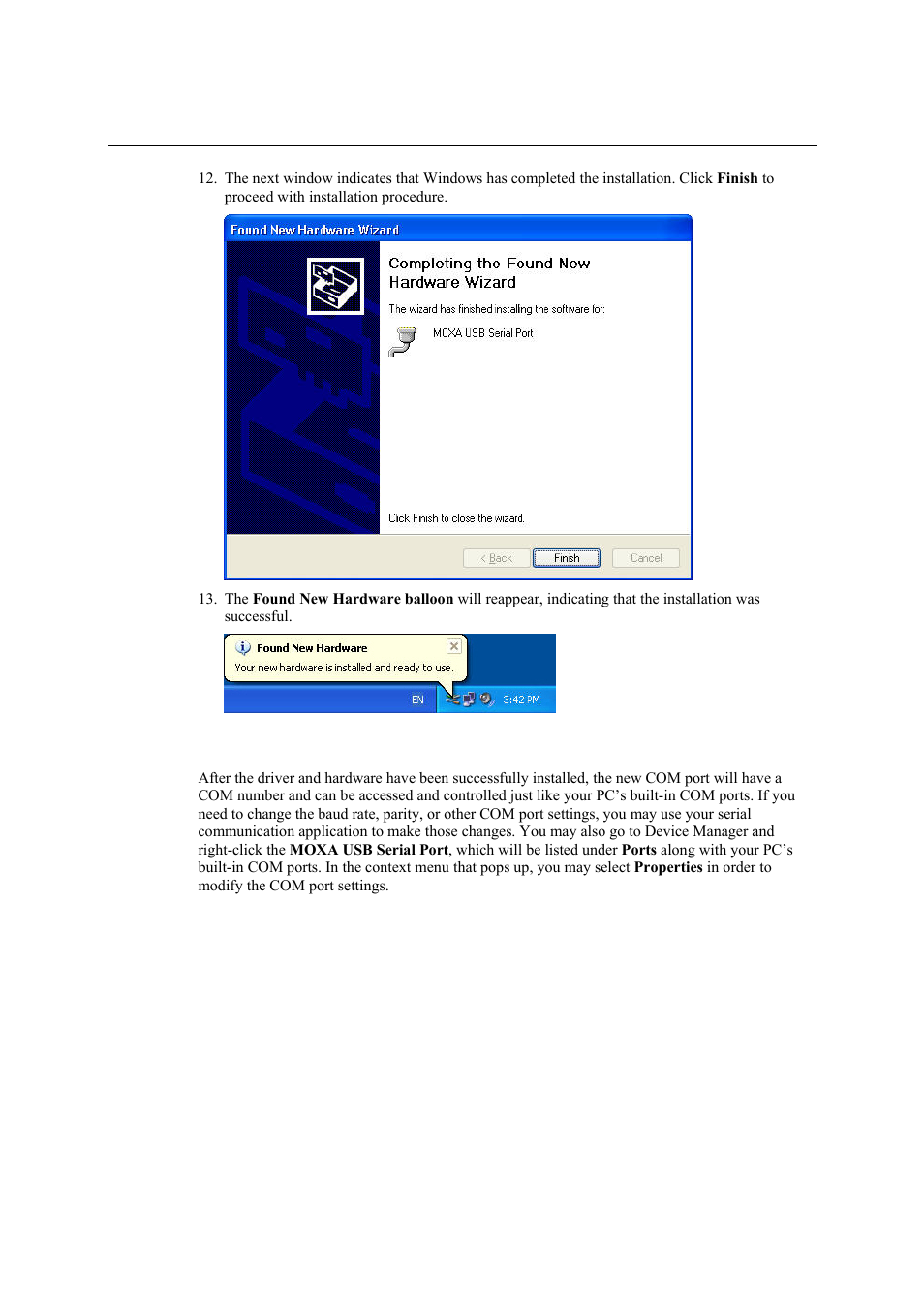 Configuring the com port, Configuring the com port -10 | Moxa Technologies UPORT 1130 User Manual | Page 19 / 26