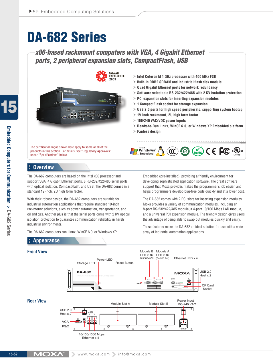 Moxa Technologies DA-682 User Manual | 4 pages