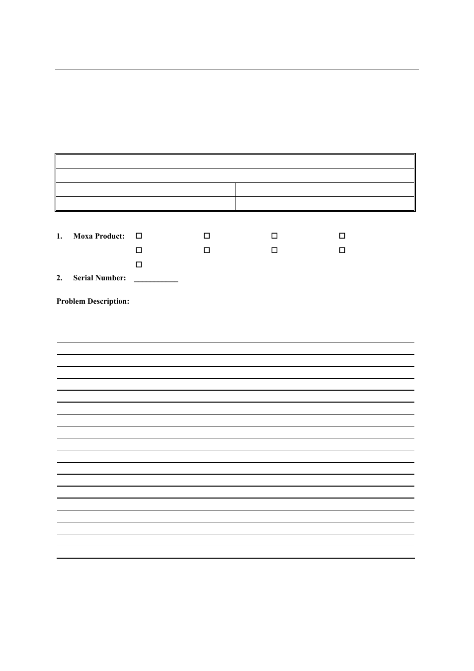 Problem report form | Moxa Technologies UPORT 1600 User Manual | Page 35 / 36