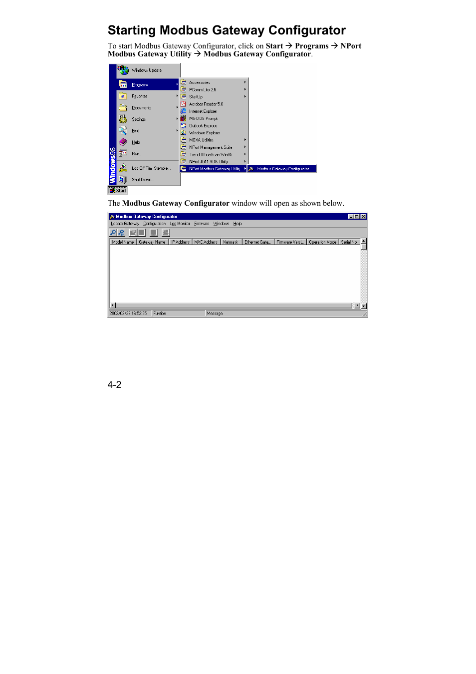 Starting modbus gateway configurator, Starting modbus gateway configurator -2 | Moxa Technologies NPort 6110 User Manual | Page 23 / 44