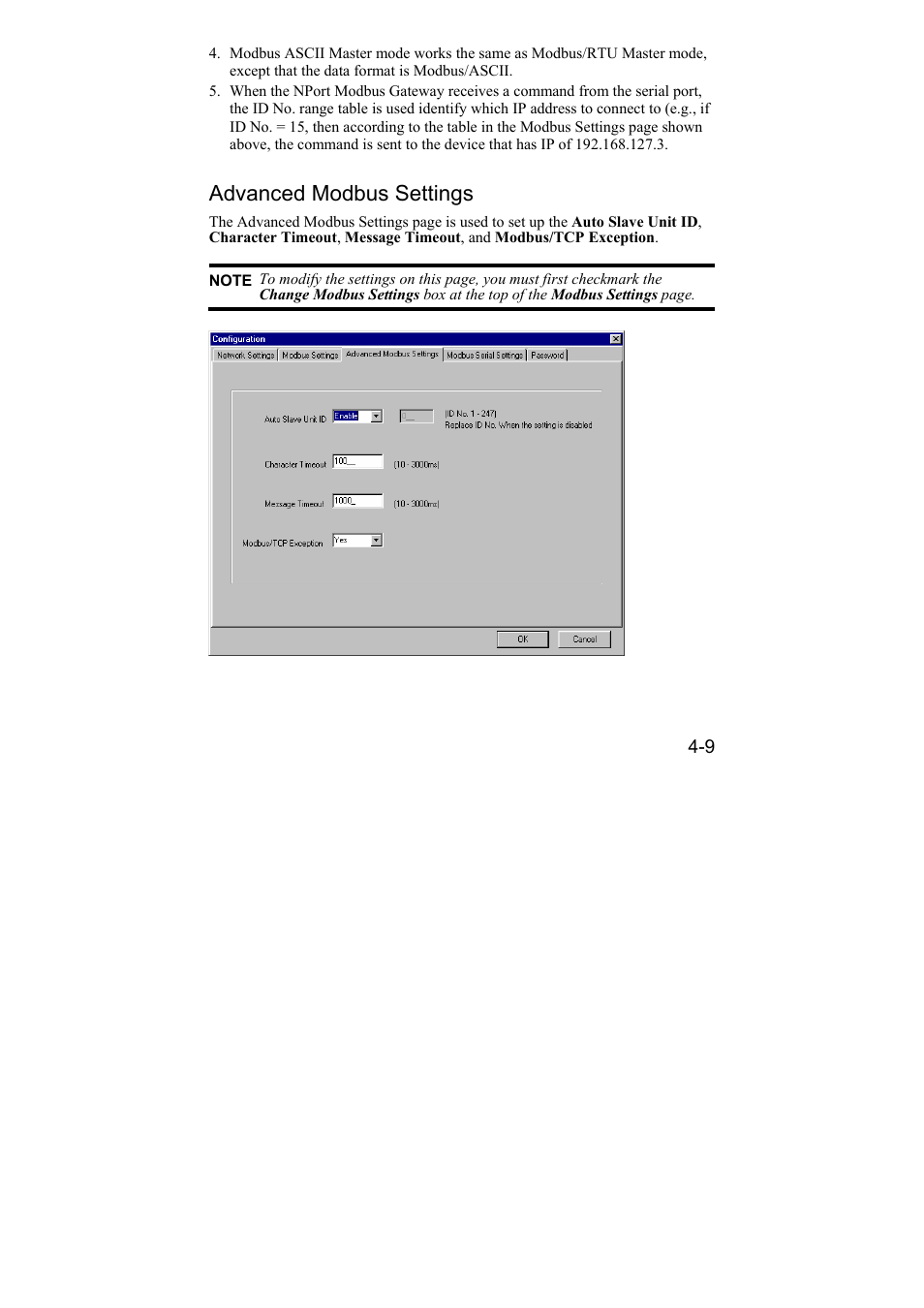 Advanced modbus settings, Advanced modbus settings -9 | Moxa Technologies NPort 6110 User Manual | Page 30 / 44