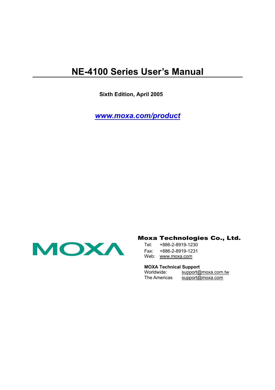 Moxa Technologies NE-4100 User Manual | 90 pages