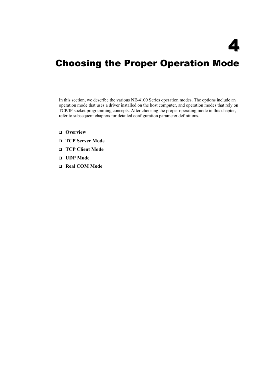 Choosing the proper operation mode | Moxa Technologies NE-4100 User Manual | Page 27 / 90