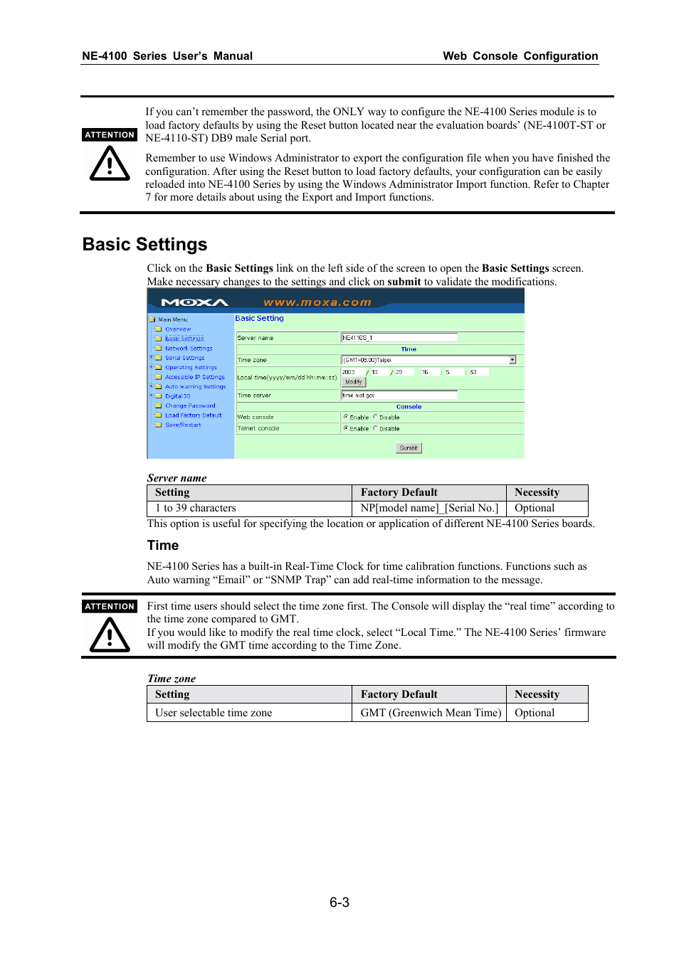 Basic settings | Moxa Technologies NE-4100 User Manual | Page 38 / 90