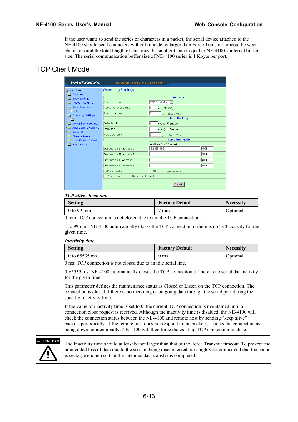 Tcp client mode | Moxa Technologies NE-4100 User Manual | Page 48 / 90