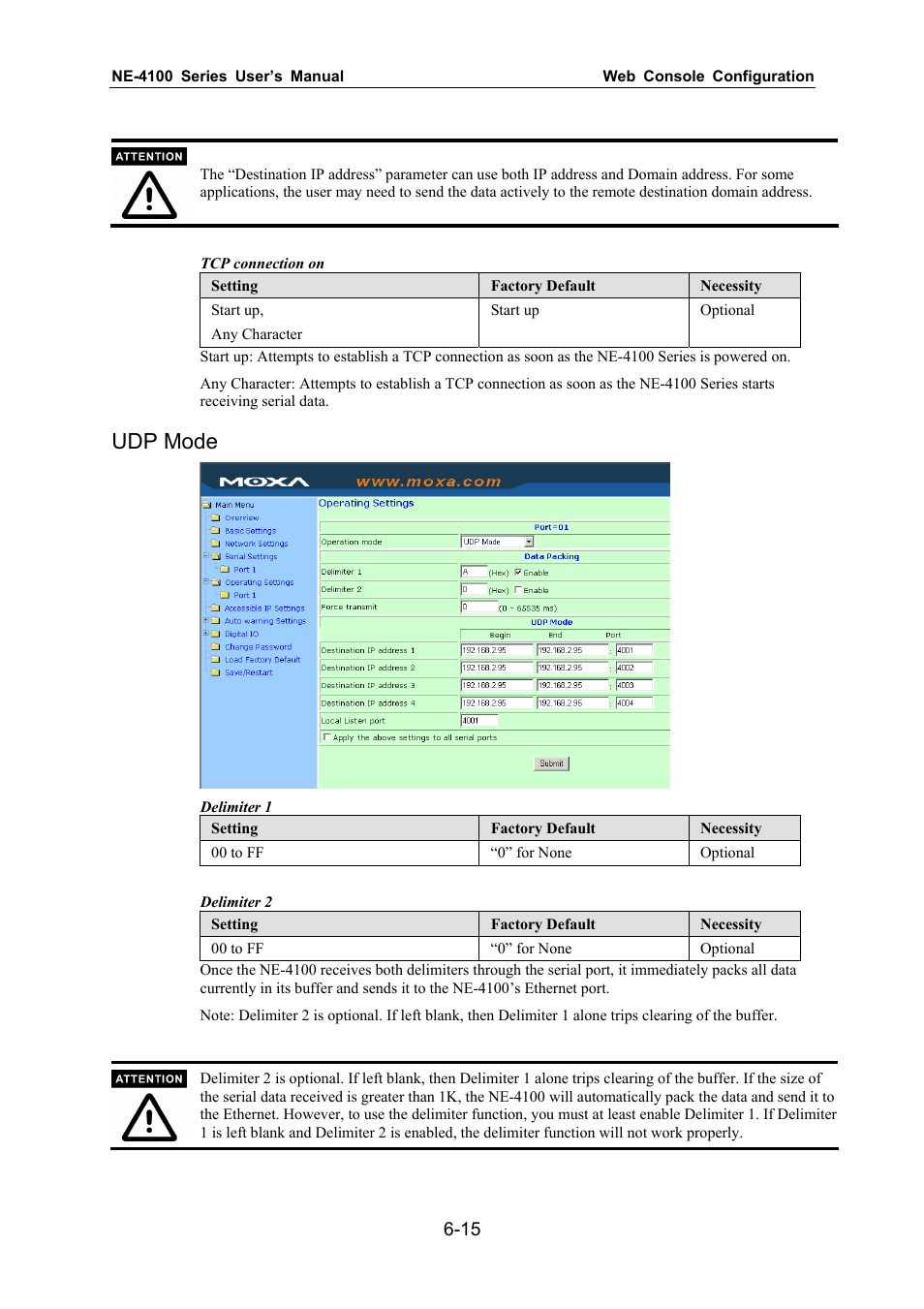 Udp mode | Moxa Technologies NE-4100 User Manual | Page 50 / 90